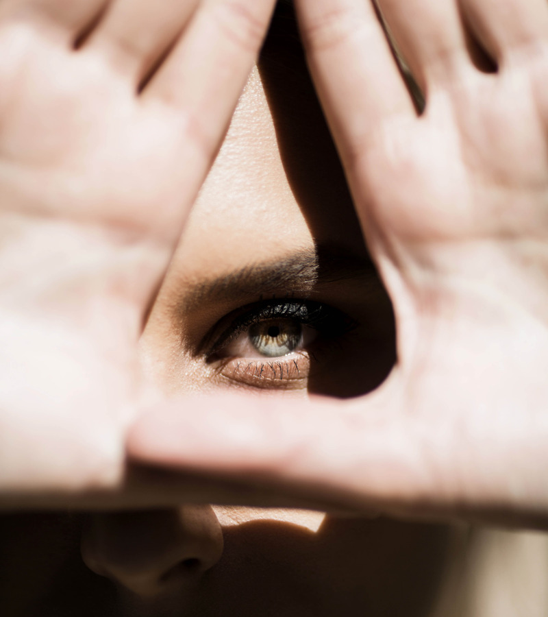 Woman Eyes Hands Triangle