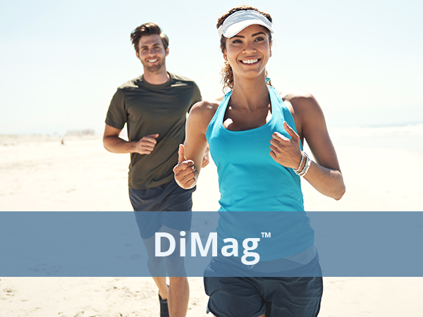 man and woman running promotional material DiMag