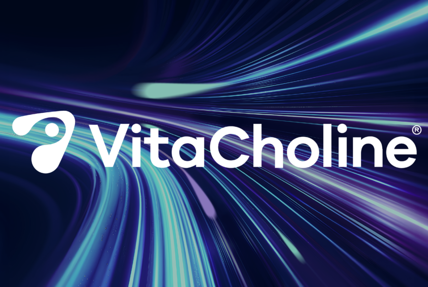 VitaCholine logo with purple and teal background