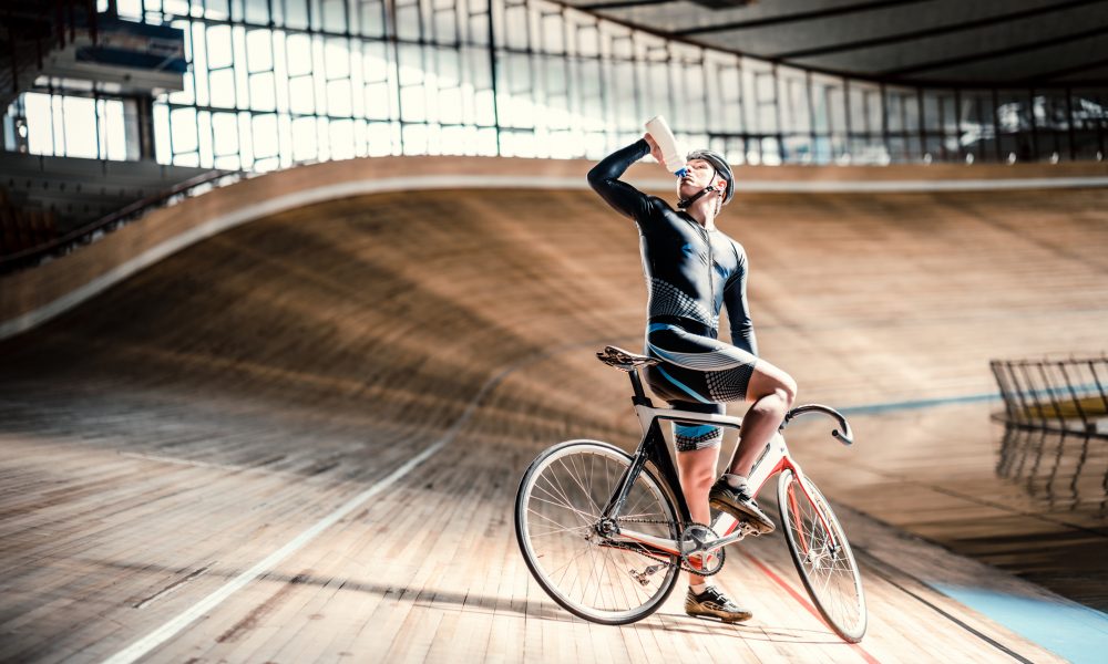 Young man on a velodrome
