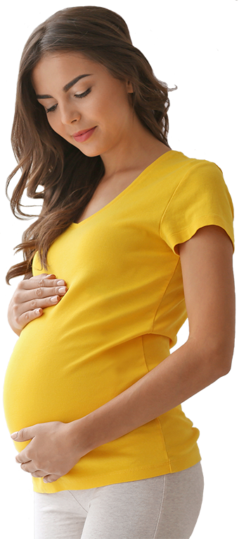 Pregnant mother in yellow shirt
