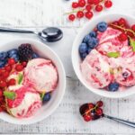 Ice Cream Inclusions with gooey swirls and fruit