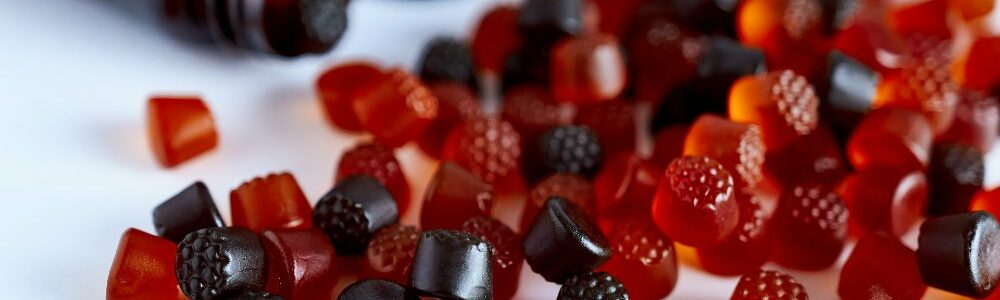 Black & red supplement gummies