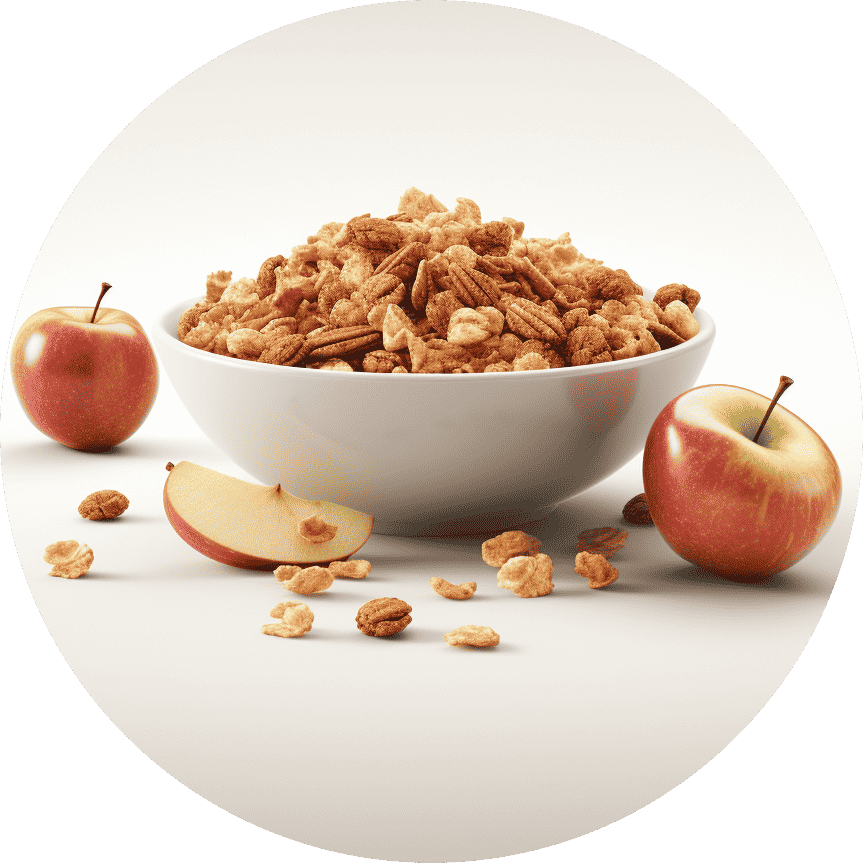 Apple cinnamon cereal in a bowl