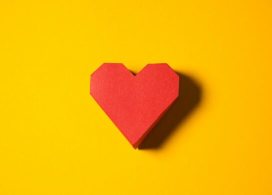Heart on a yellow background