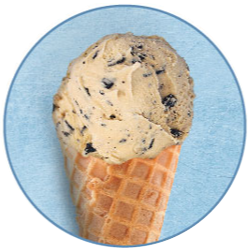 Mocha Cookie Delight ice cream in a cone