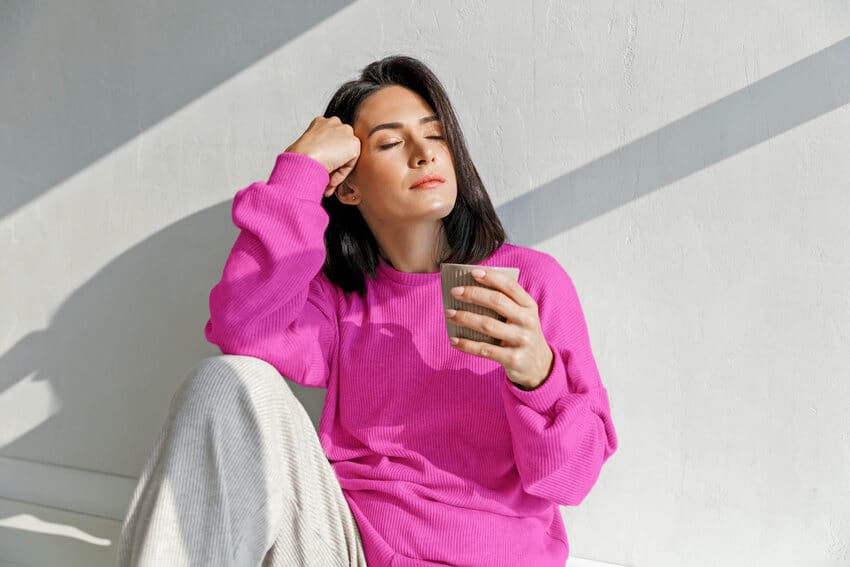 Woman in Pink Relaxing