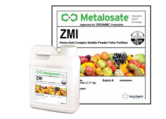 Metalosate ZMI Organic is a combination amino acid chelated minerals in a foliar fertilizer to optimize plant nutrition.