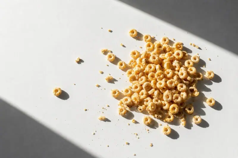 image of cereal O's on a white background