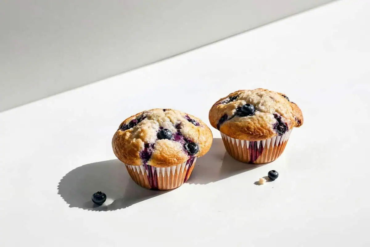 image of two muffins on a white background