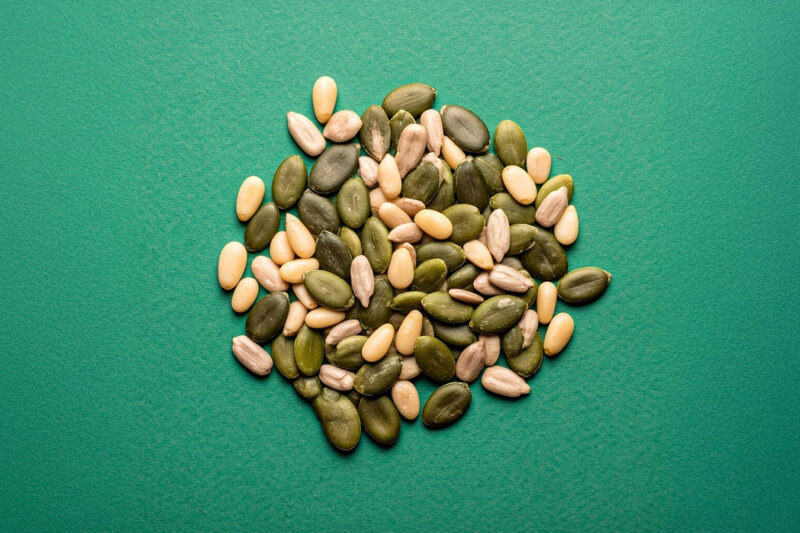 Seeds mix of pumpkin, sunflower, and pine nuts.