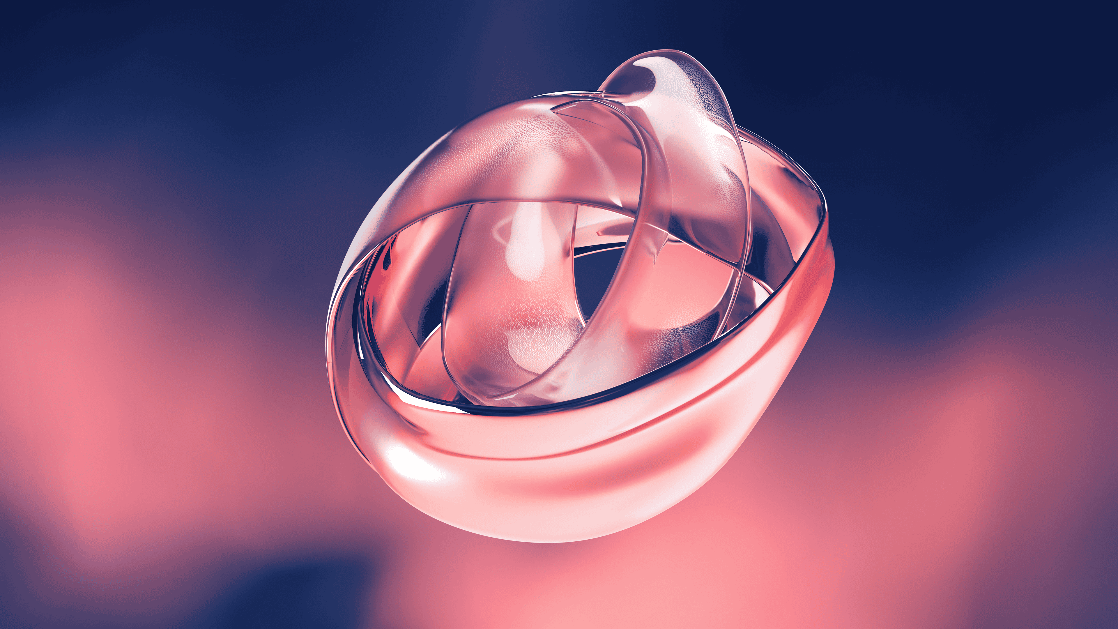 Abstract 3D loops in pink and purple on a dark background.