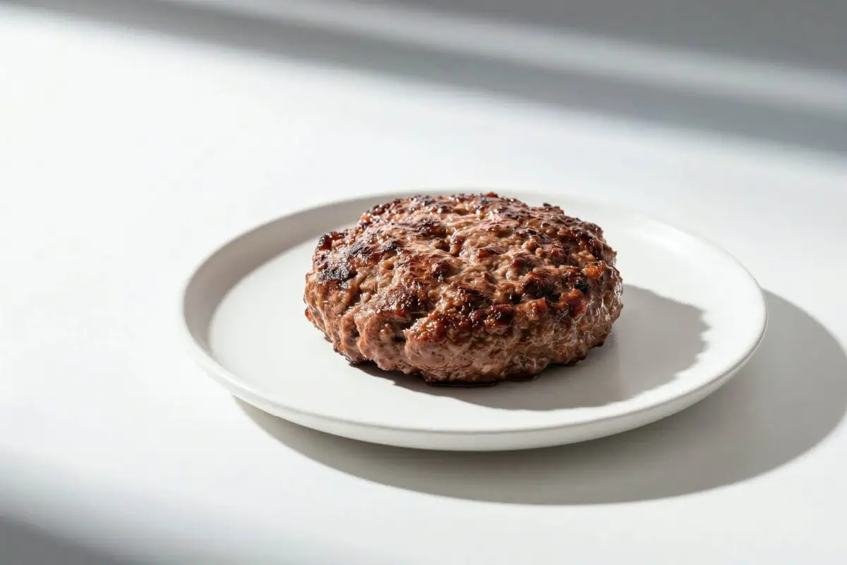 image of a hamburger patty on a plate
