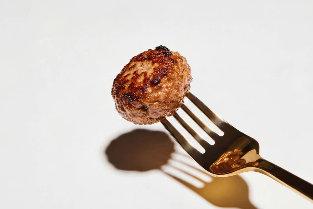 image of a meatball on a fork