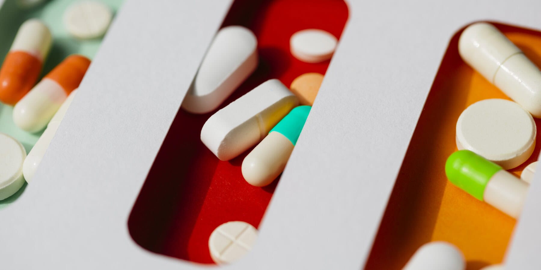 Nutritional supplements and pills in a container