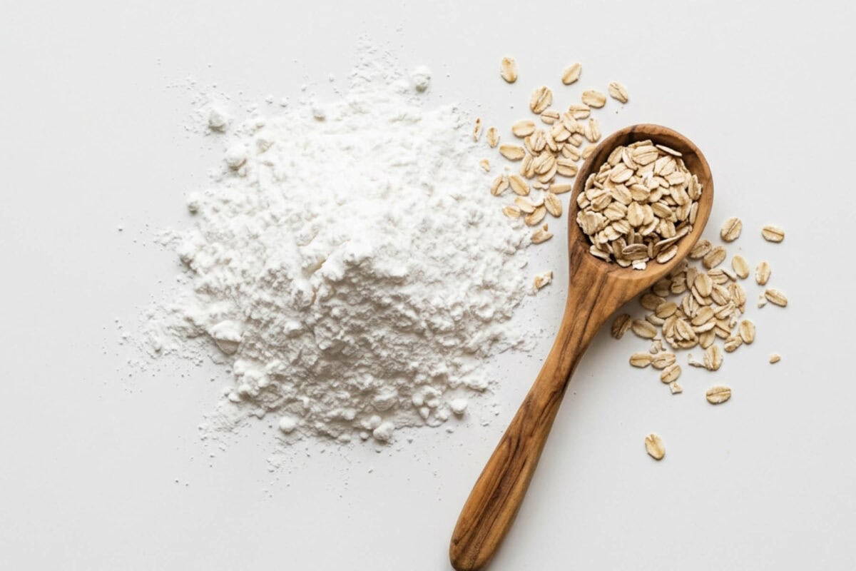 image of a powder with a wooden spoon and oats