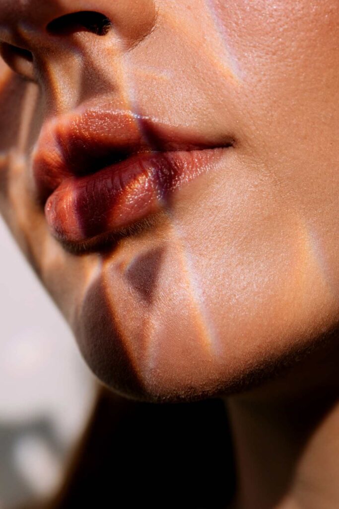 Close up woman with clear skin