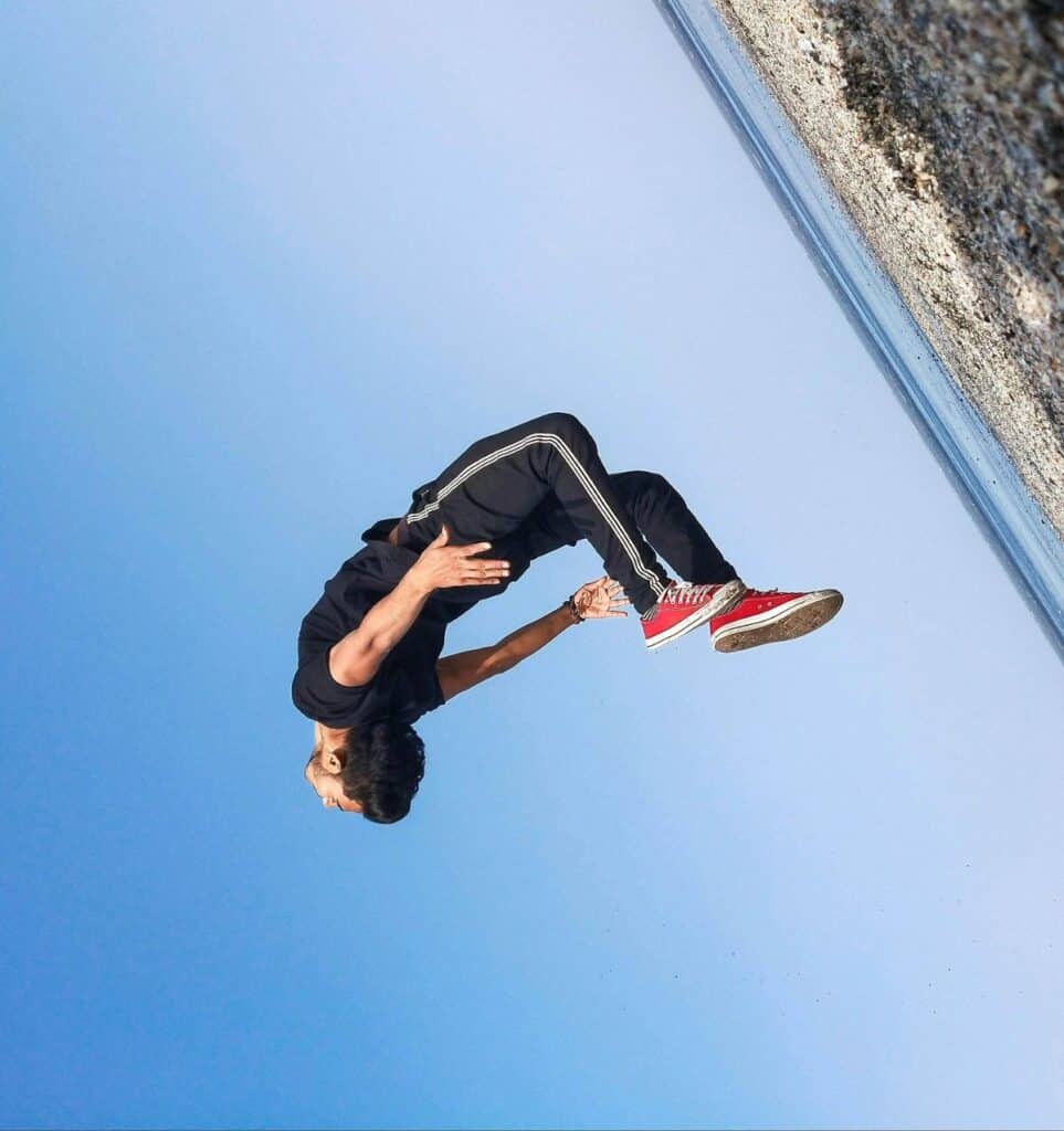 Person doing a backflip