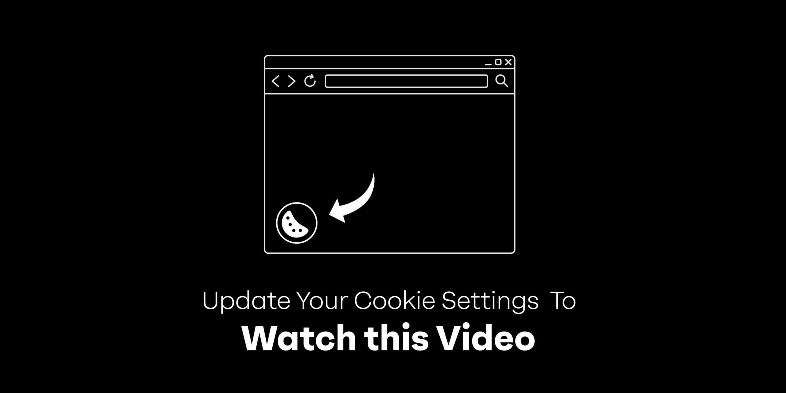 Black screen with web browser, cookie icon, and arrow.