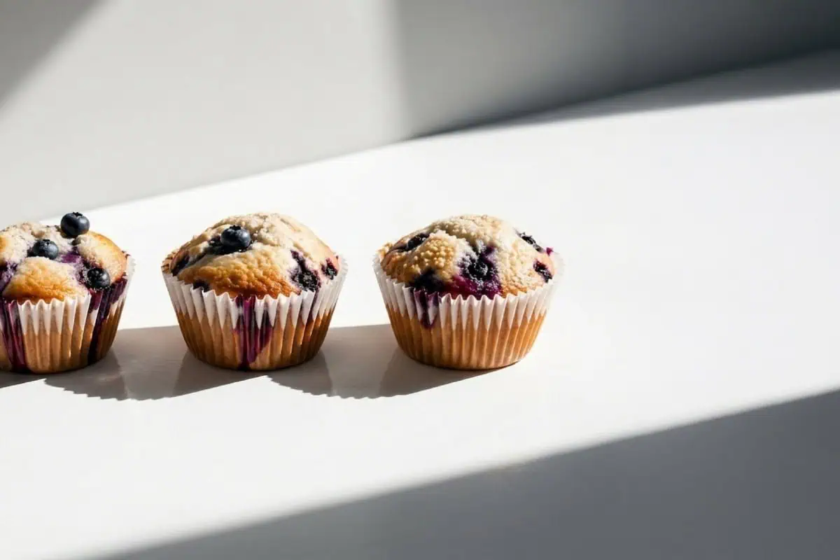 three muffins in a row image